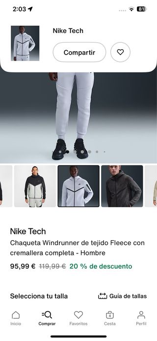 Chaqueta Nike Tech Fleece Gris
