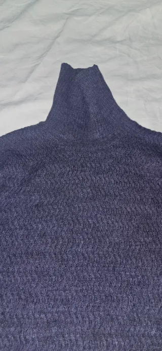 Maglione collo alto blu/grigio