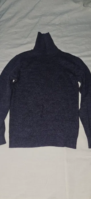 Maglione collo alto blu/grigio