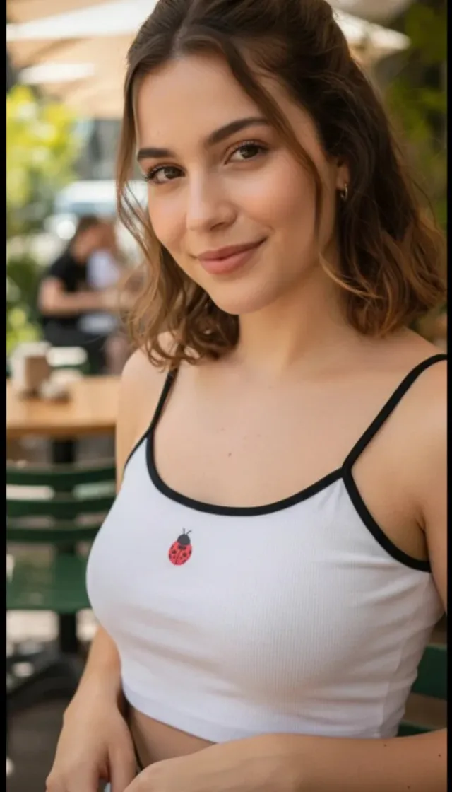 Top Bershka mariquita blanco y rojo