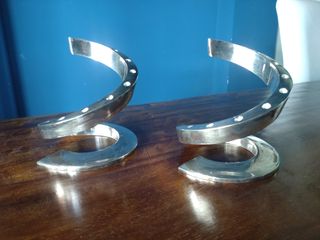 Coppia portacandele a spirale Dansk silverplate