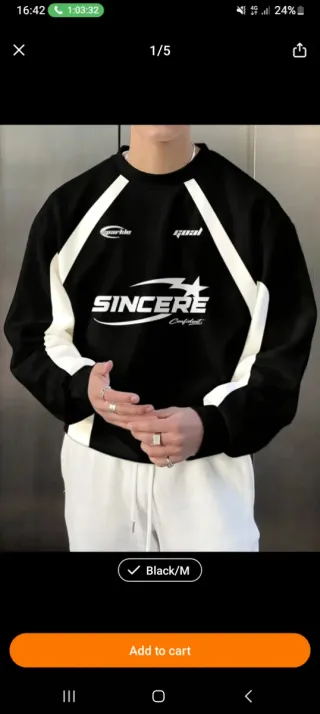 Sudadera SINCERE Negra Talla M