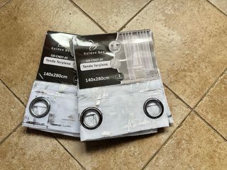 2 Tende Terylene 140x280 Filtrante Bianco /Argento