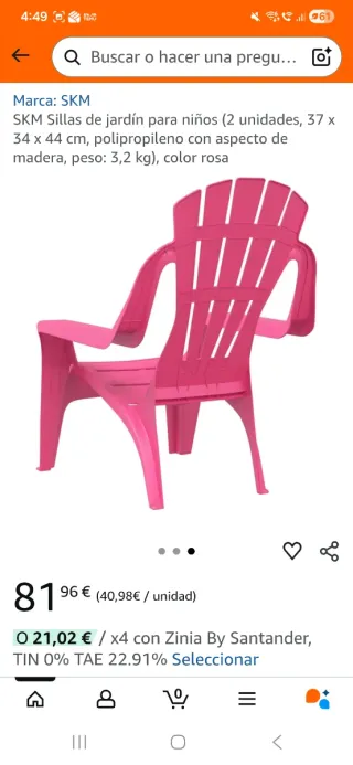 8 Sillas de jardín rosa y marrón efecto madera