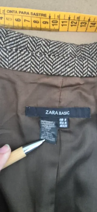 Traje Zara Espiga Marrón Chaqueta y Pantalón