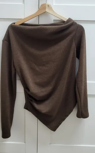 Jersey mujer marrón asimétrico