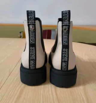 Stivali Steve Madden Pelle Beige/Nero Tg 39