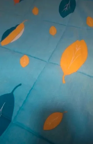 Juego de Cama y Cortina Azul/Amarillo