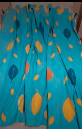 Juego de Cama y Cortina Azul/Amarillo