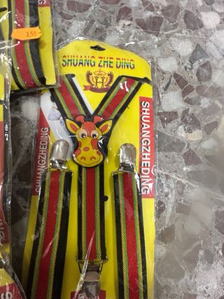 Set di 8 bretelle per bambini con design a righe e dettaglio animaletto