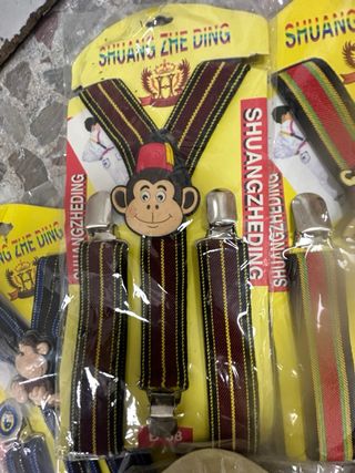 Set di 8 bretelle per bambini con design a righe e dettaglio animaletto