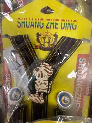 Set di 8 bretelle per bambini con design a righe e dettaglio animaletto