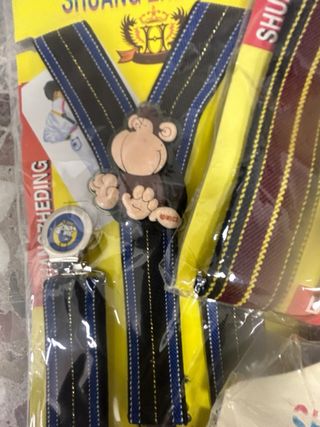 Set di 8 bretelle per bambini con design a righe e dettaglio animaletto