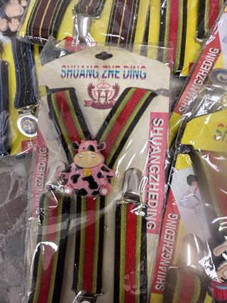 Set di 8 bretelle per bambini con design a righe e dettaglio animaletto