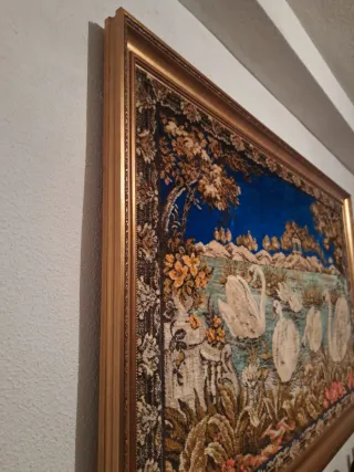 Cuadro Tapiz de pared con cisnes