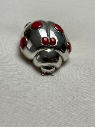 Coccinella gigante argento e smalto