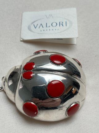 Coccinella gigante argento e smalto