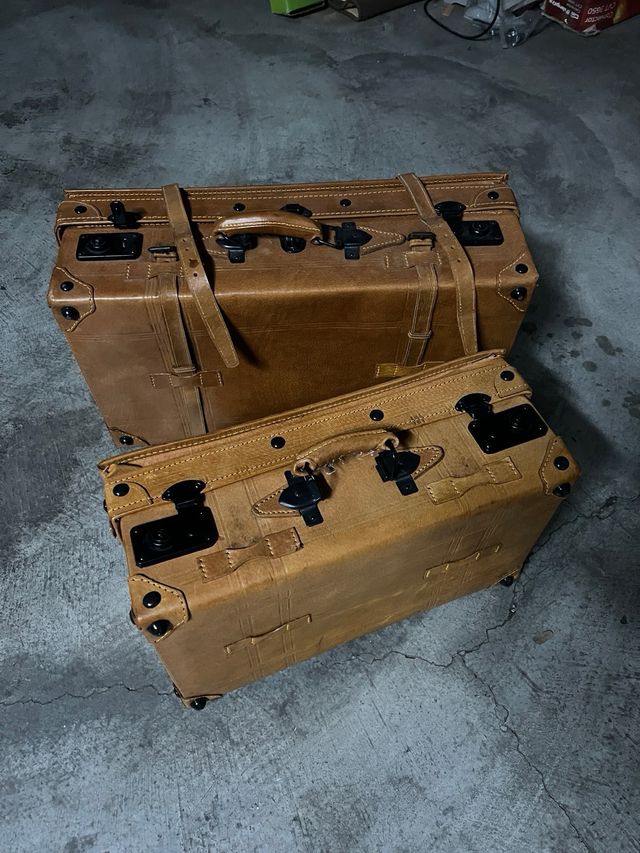 Maleta de cuero rígida vintage juego de 2 maletas