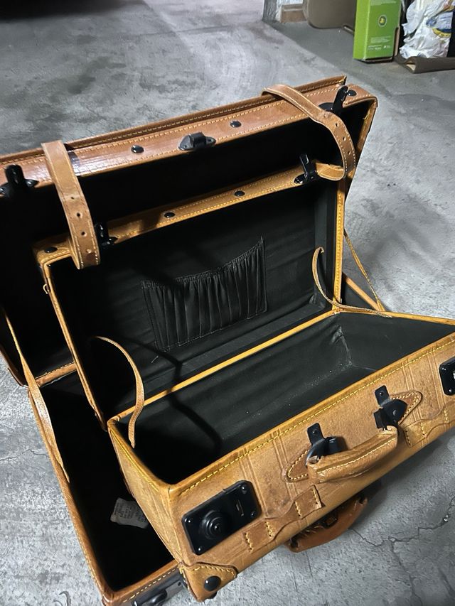 Maleta de cuero rígida vintage juego de 2 maletas