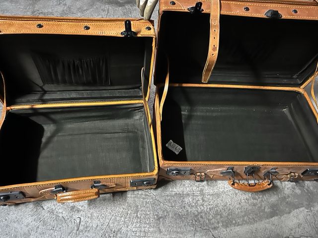 Maleta de cuero rígida vintage juego de 2 maletas