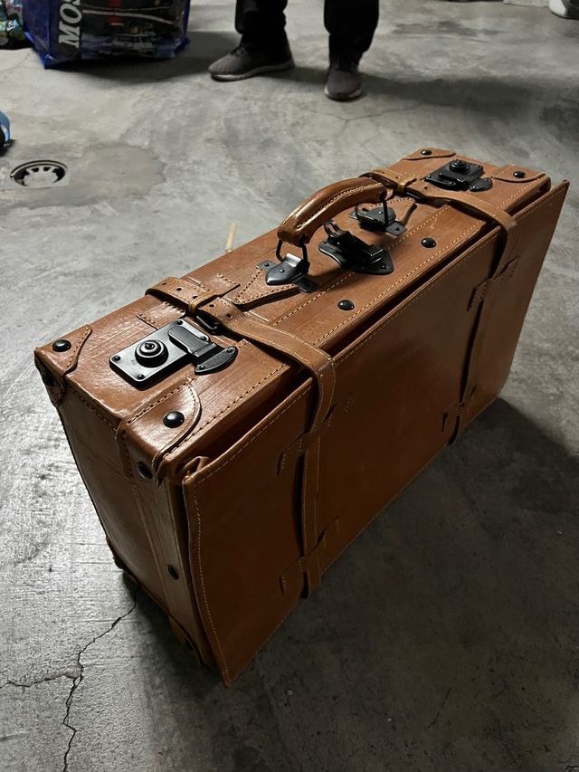 Maleta de cuero rígida vintage juego de 2 maletas