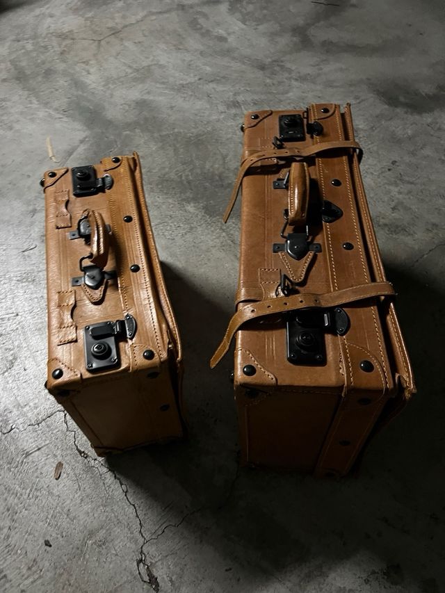 Maleta de cuero rígida vintage juego de 2 maletas