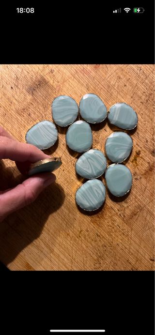 Cabujones Ágata Teal y Blanco para Pendientes