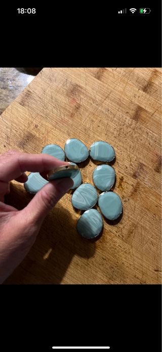 Cabujones Ágata Teal y Blanco para Pendientes