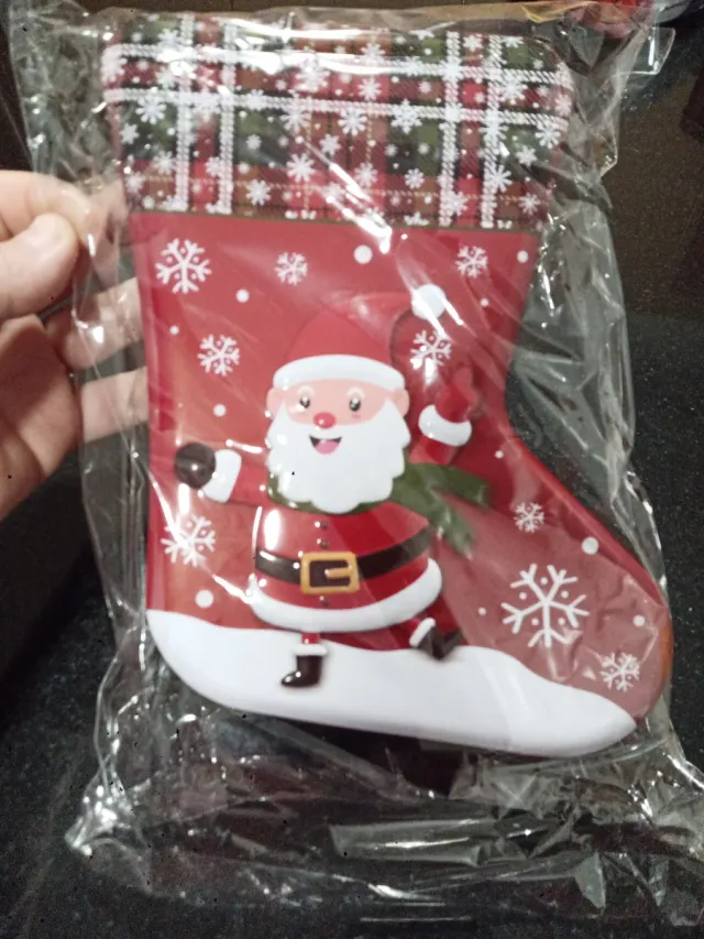 Scatola di latta natalizia con Babbo Natale