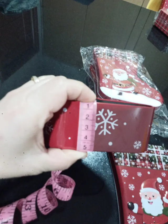 Scatola di latta natalizia con Babbo Natale