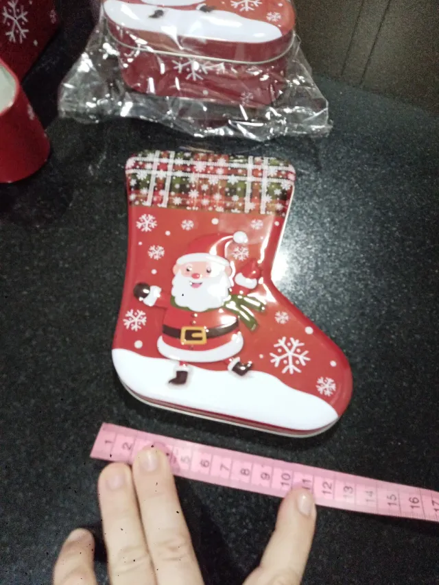 Scatola di latta natalizia con Babbo Natale