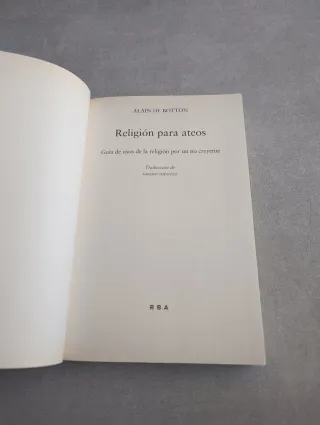 RELIGIÓN PARA ATEOS. ALAIN DE BOTTON.
