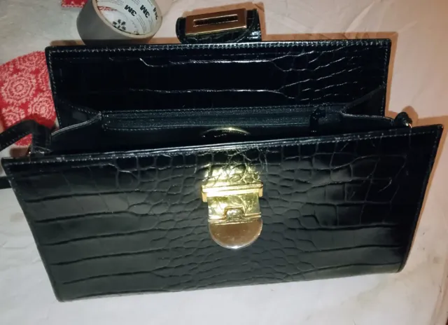 Borsa Aleda Firenze pelle effetto coccodrillo nera