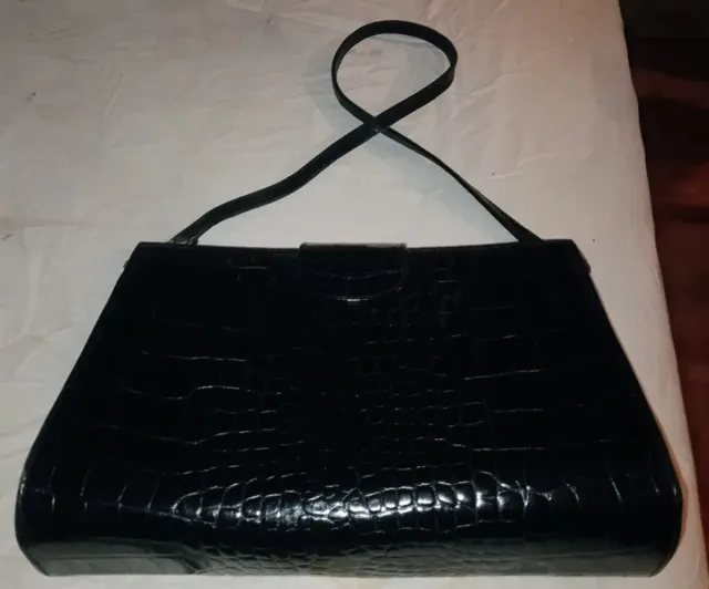 Borsa Aleda Firenze pelle effetto coccodrillo nera