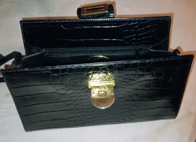 Borsa Aleda Firenze pelle effetto coccodrillo nera