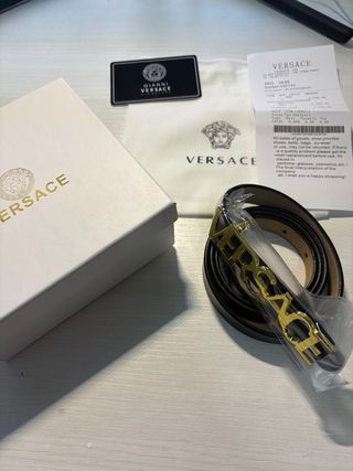 Cinturón Versace Negro y Dorado Mujer