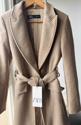 Abrigo largo lana con solapa pelo