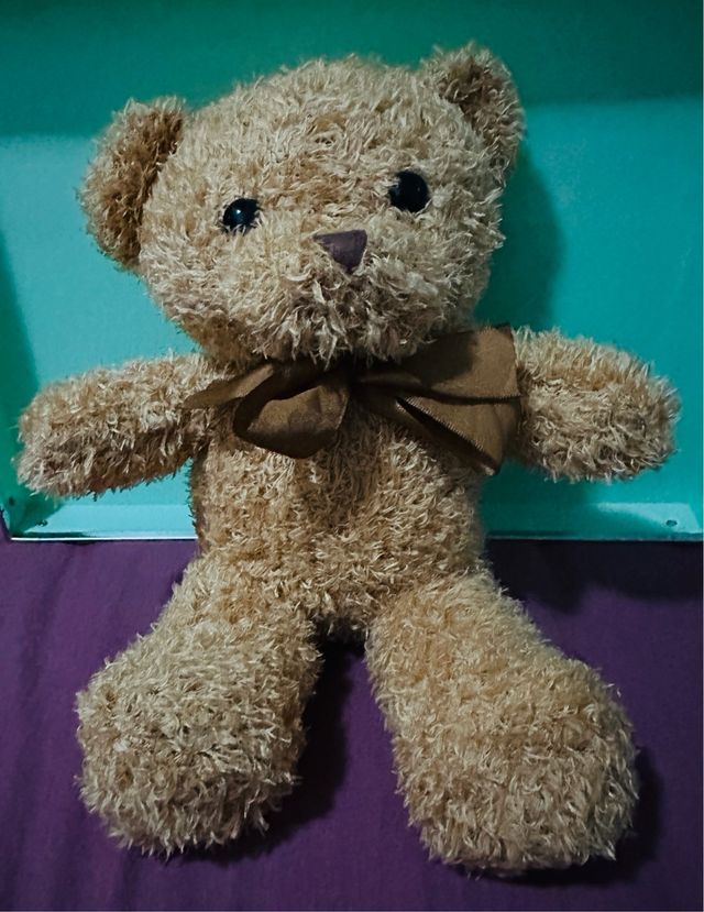 Osito de peluche marrón con lazo
