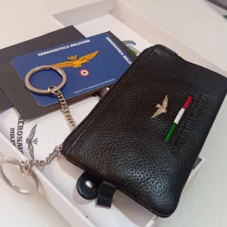 Portachiavi Pelle Aeronautica Militare Nero Nuovo