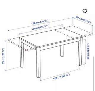 Mesa comedor extensible blanca- 1,30 a 1,90 metros
