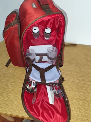 Mochila Picnic Roja y Marrón