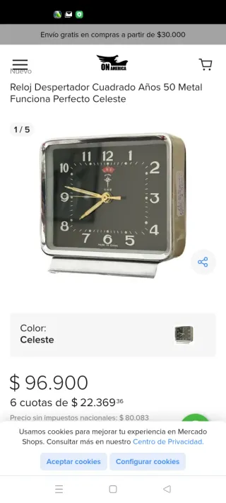 Reloj despertador negro  Polaris