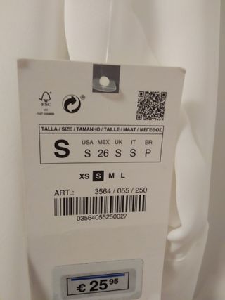 Camisa ZARA Blanca Talla S