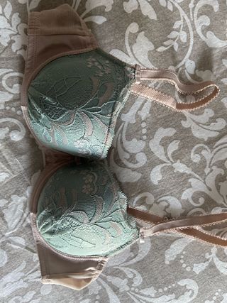 Sujetador Selmark encaje verde y beige