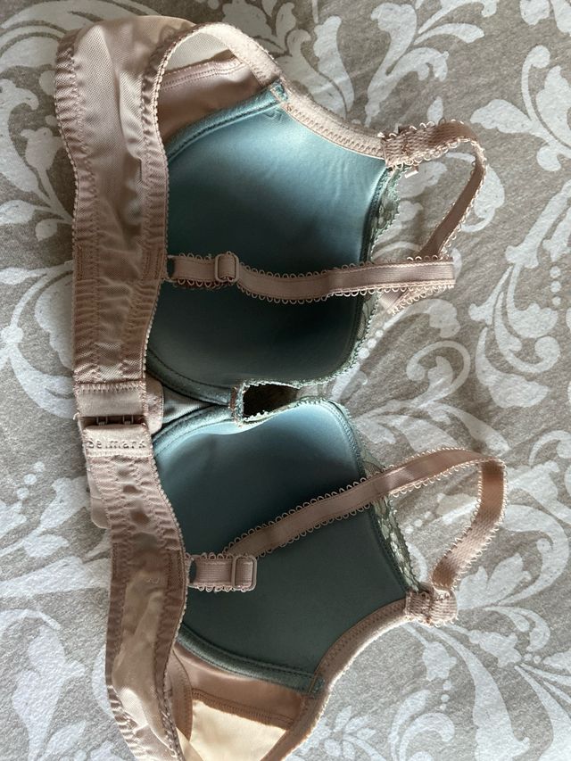 Sujetador Selmark encaje verde y beige