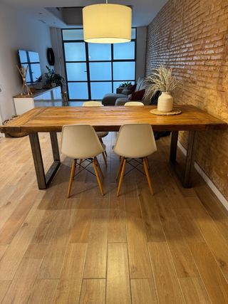 Mesa Comedor Rústica Madera y Metal