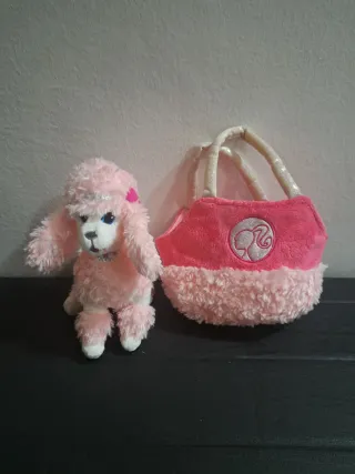 Cagnolino barboncino rosa Barbie con borsetta