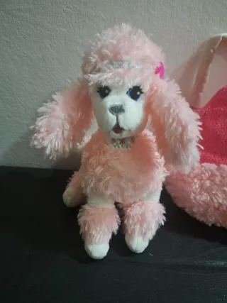 Cagnolino barboncino rosa Barbie con borsetta