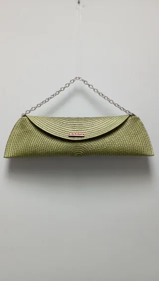 Cartera de fiesta dorada y verde