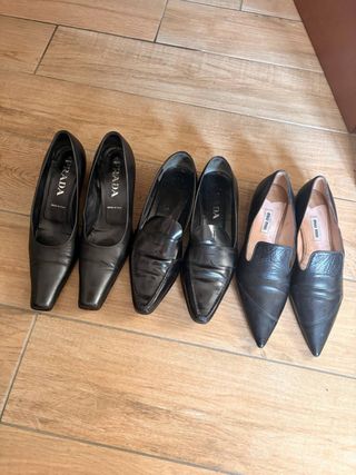 Set Scarpe Lusso Miu Miu Prada Pelle Nera
